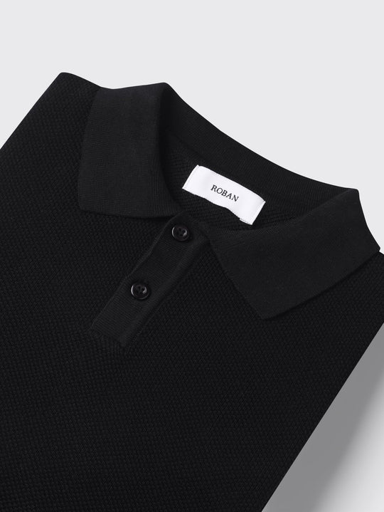 COTTON AJOUR KNITTED POLO SHIRT - Roban