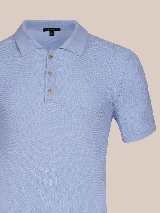 COTTON AJOUR KNITTED POLO SHIRT - Roban