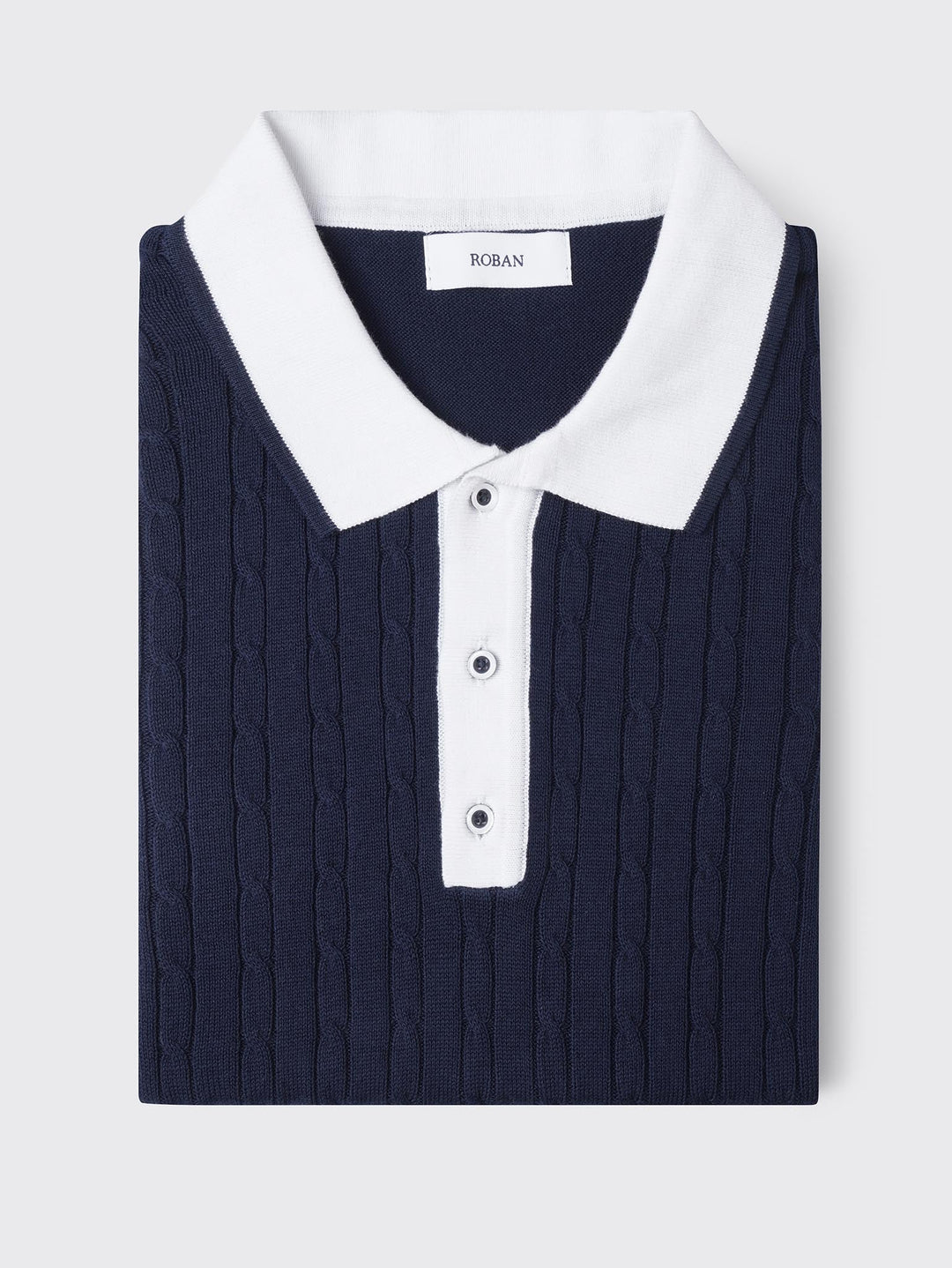 COTTON AJOUR KNITTED POLO SHIRT - Roban