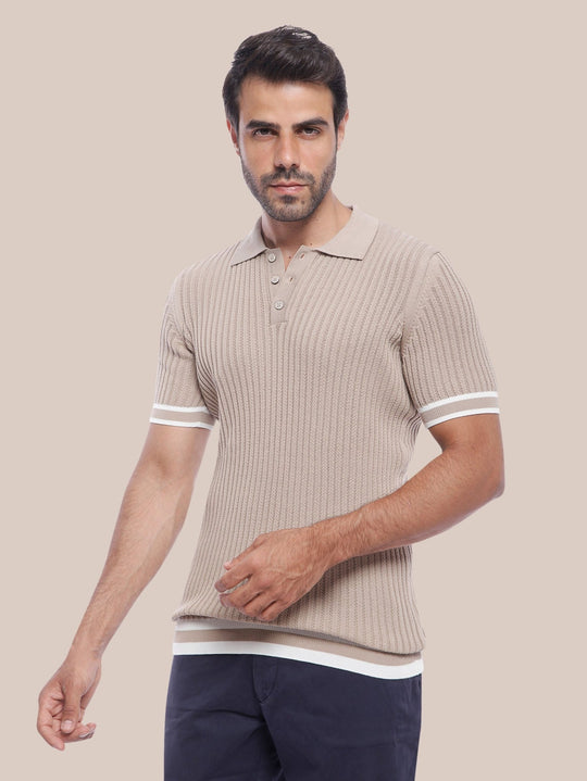 COTTON AJOUR KNITTED POLO SHIRT - Roban