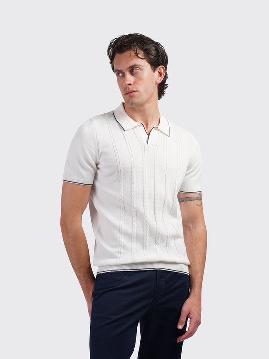 COTTON AJOUR KNITTED POLO SHIRT - Roban