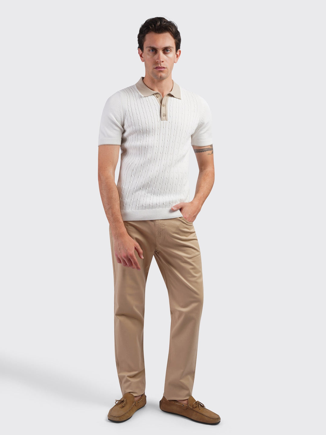 COTTON AJOUR KNITTED POLO SHIRT - Roban