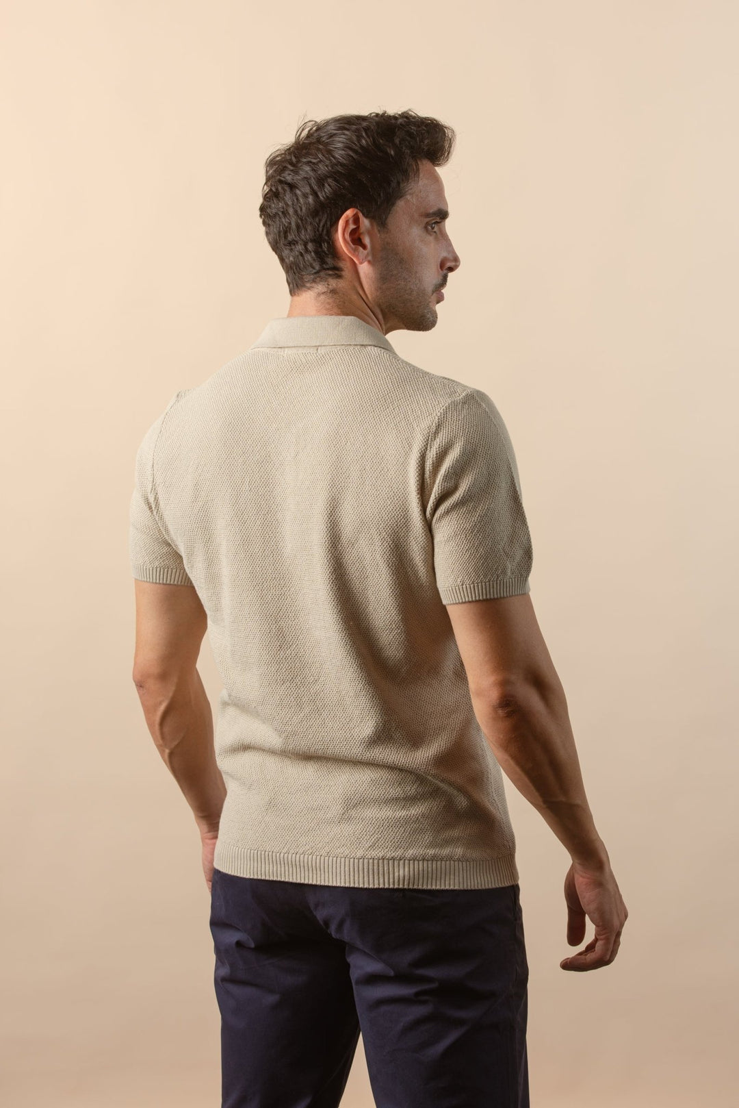 COTTON AJOUR KNITTED POLO SHIRT - Roban