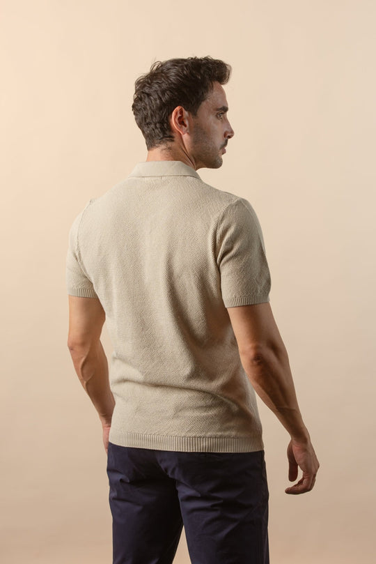 COTTON AJOUR KNITTED POLO SHIRT - Roban