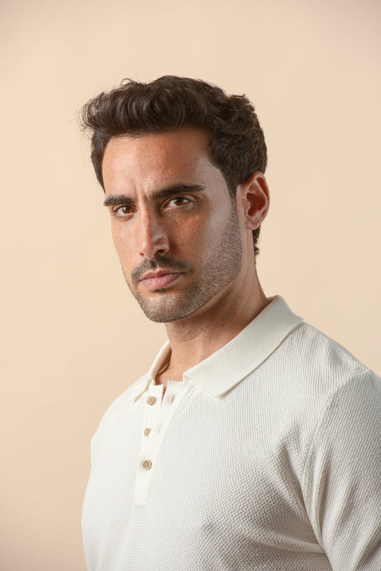 COTTON AJOUR KNITTED POLO SHIRT - Roban