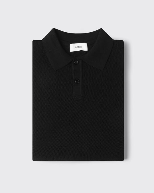 COTTON AJOUR KNITTED POLO SHIRT - Roban
