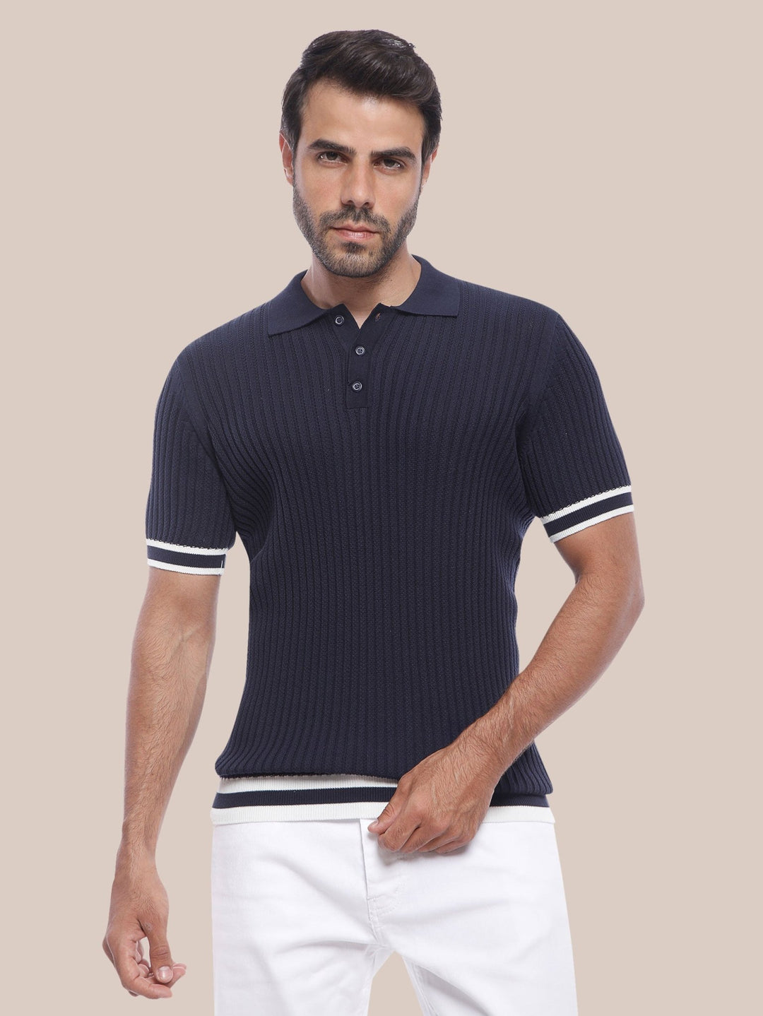 COTTON AJOUR KNITTED POLO SHIRT - Roban