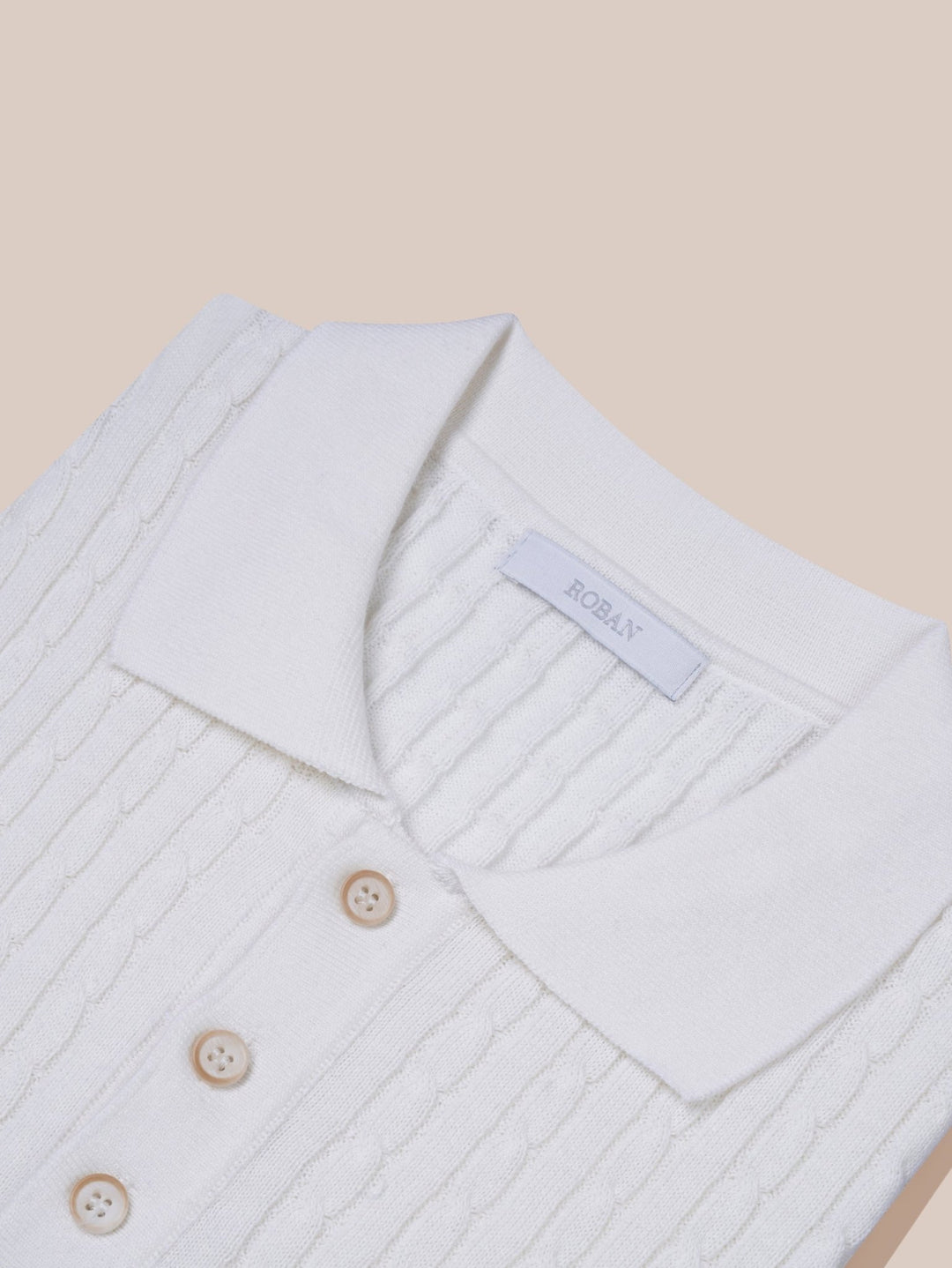COTTON AJOUR KNITTED POLO SHIRT - Roban