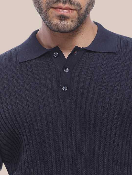COTTON AJOUR KNITTED POLO SHIRT - Roban