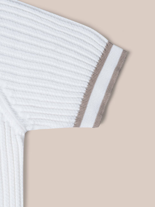 COTTON AJOUR KNITTED POLO SHIRT - Roban