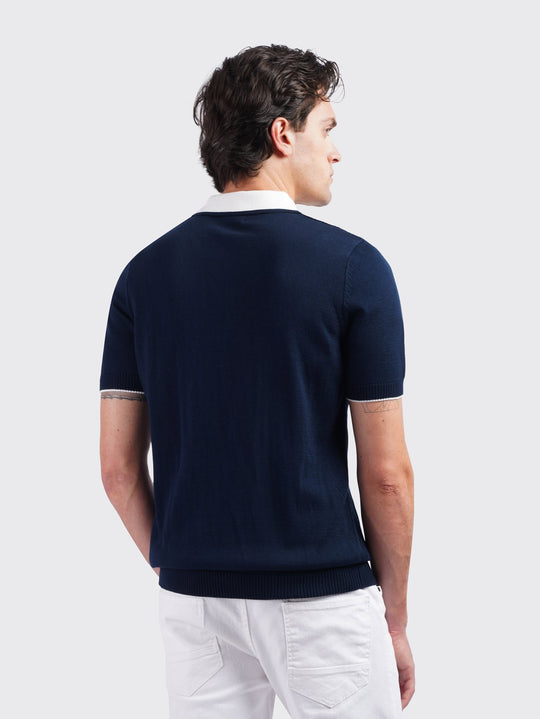 COTTON AJOUR KNITTED POLO SHIRT - Roban