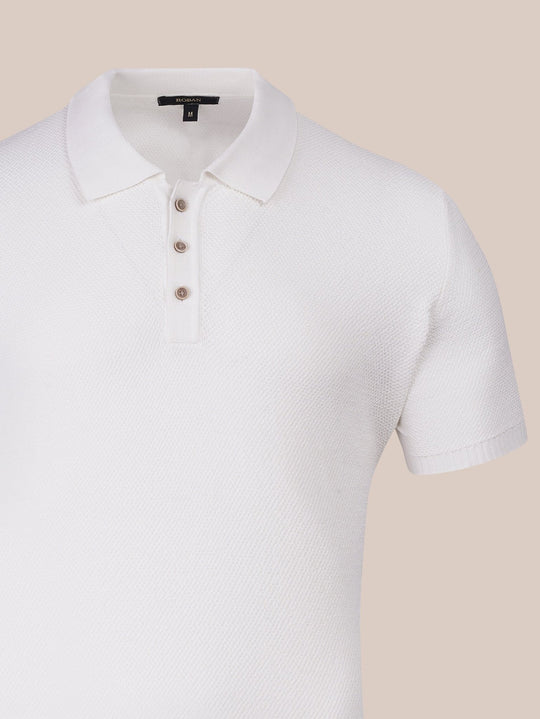 COTTON AJOUR KNITTED POLO SHIRT - Roban