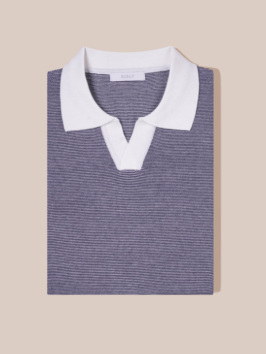 COTTON AJOUR KNITTED POLO SHIRT - Roban