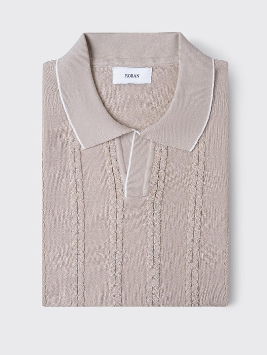COTTON AJOUR KNITTED POLO SHIRT - Roban