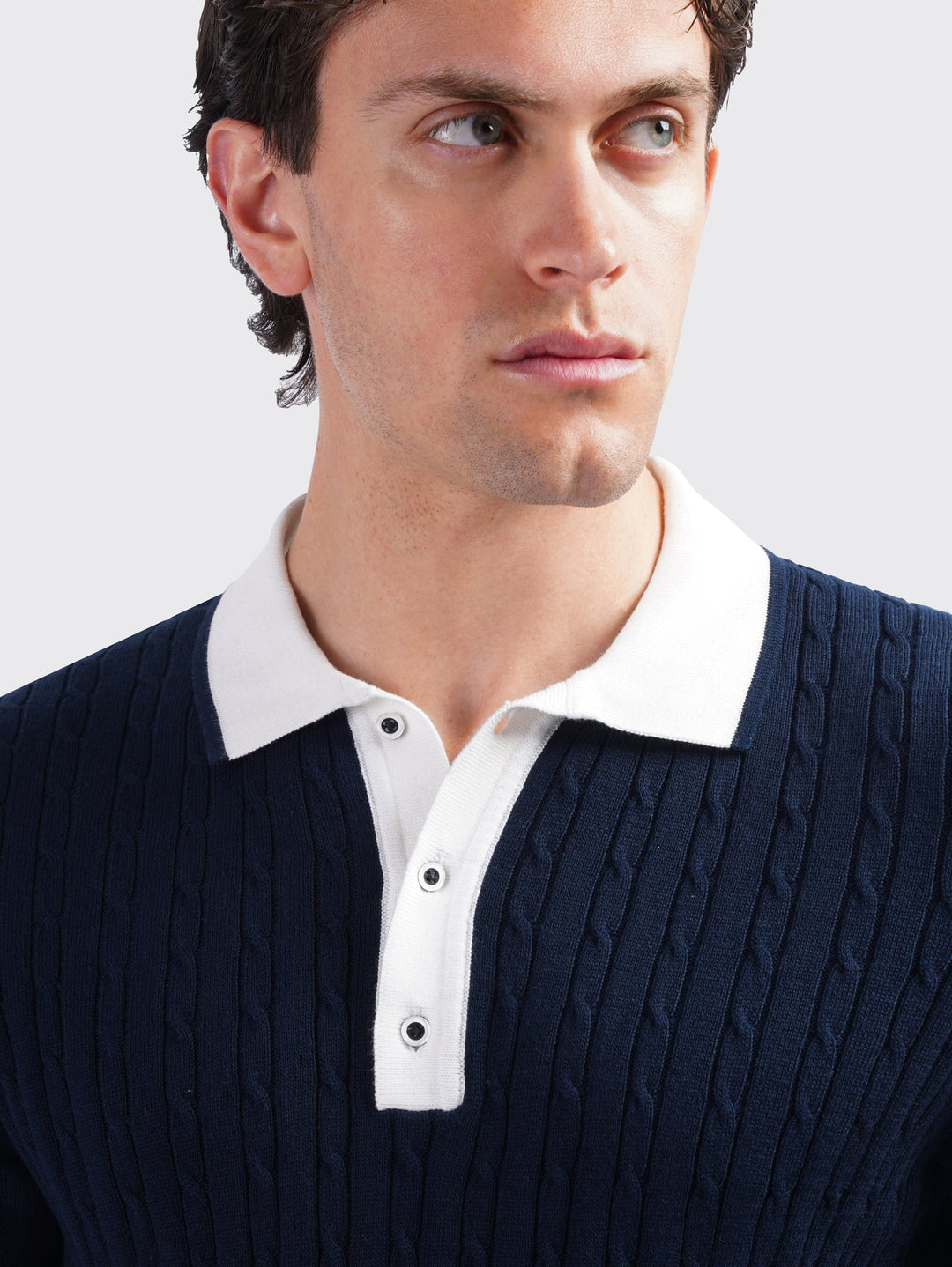 COTTON AJOUR KNITTED POLO SHIRT - Roban