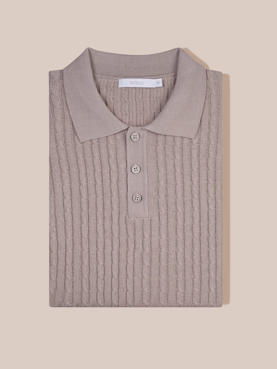 COTTON AJOUR KNITTED POLO SHIRT - Roban