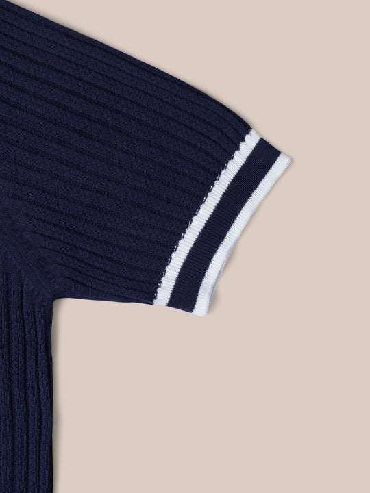 COTTON AJOUR KNITTED POLO SHIRT - Roban