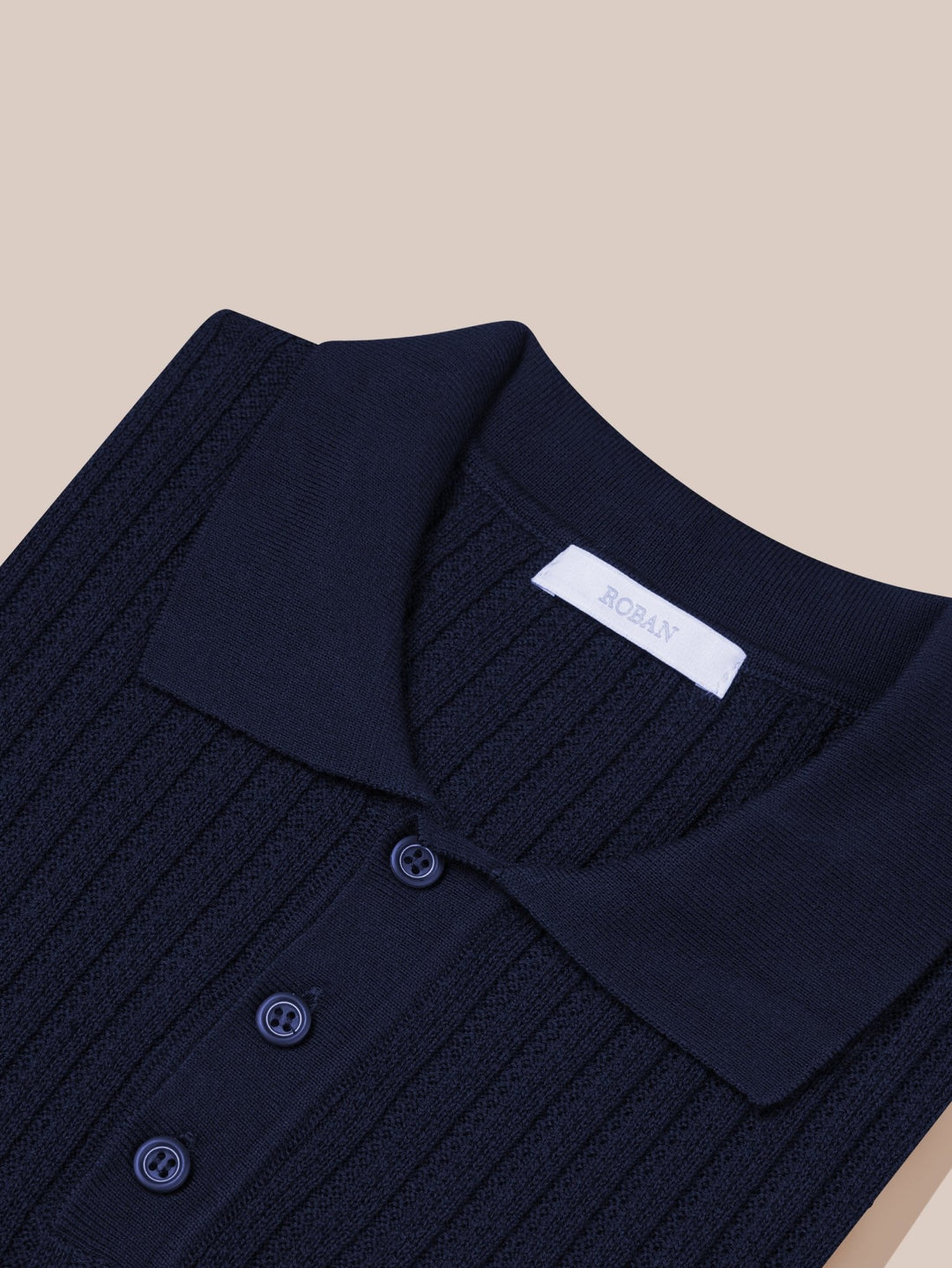 COTTON AJOUR KNITTED POLO SHIRT - Roban