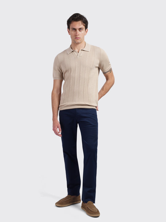 COTTON AJOUR KNITTED POLO SHIRT - Roban