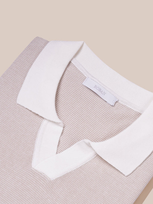 COTTON AJOUR KNITTED POLO SHIRT - Roban