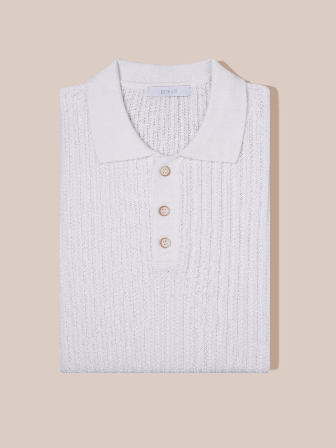 COTTON AJOUR KNITTED POLO SHIRT - Roban