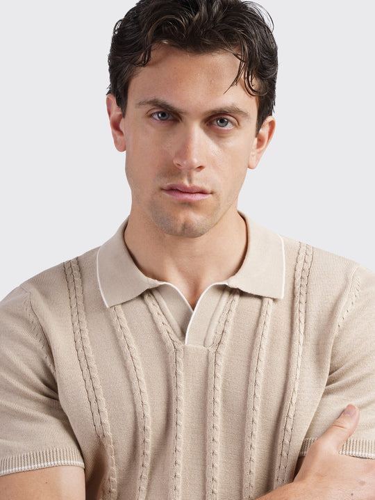 COTTON AJOUR KNITTED POLO SHIRT - Roban
