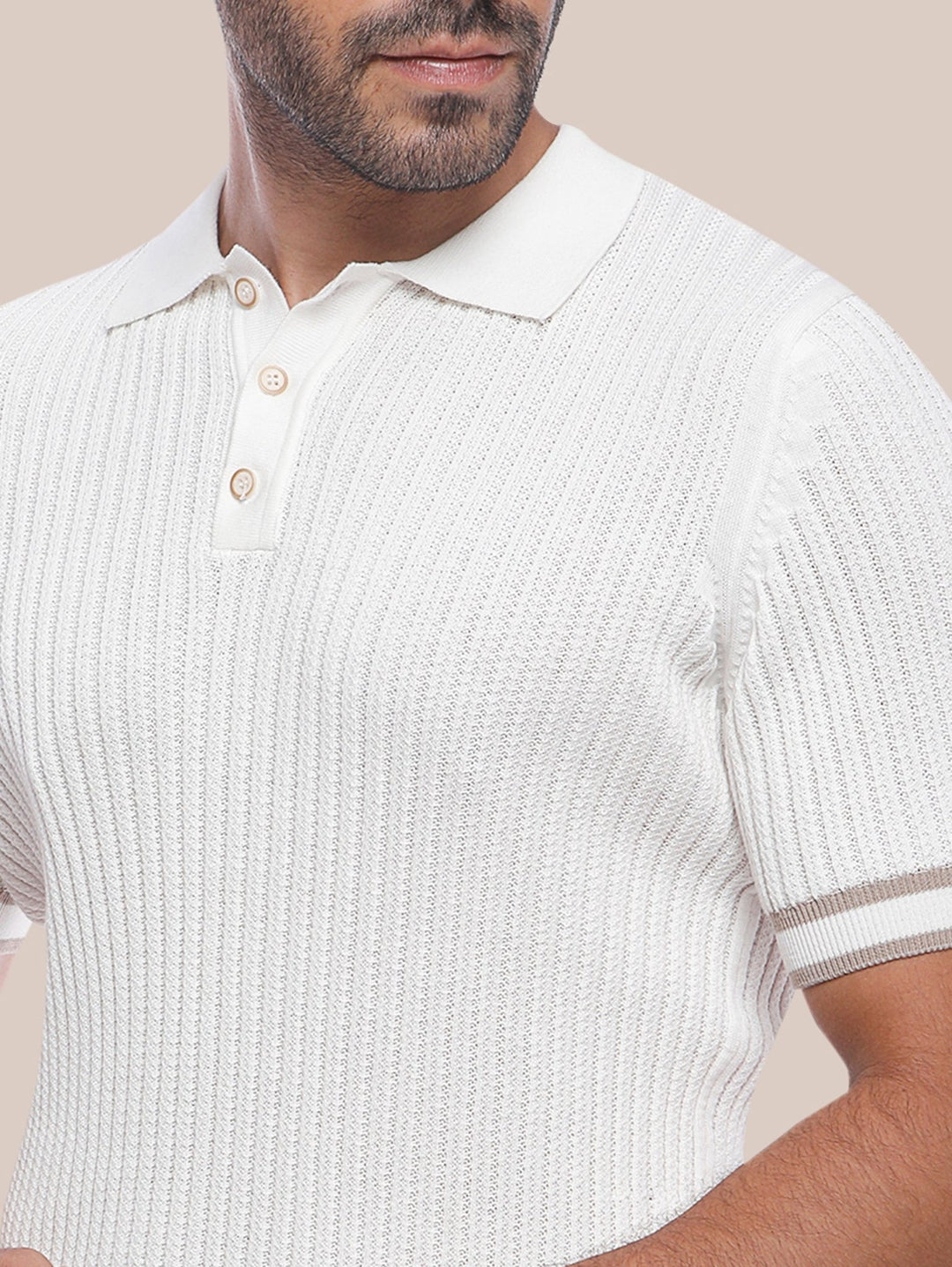COTTON AJOUR KNITTED POLO SHIRT - Roban