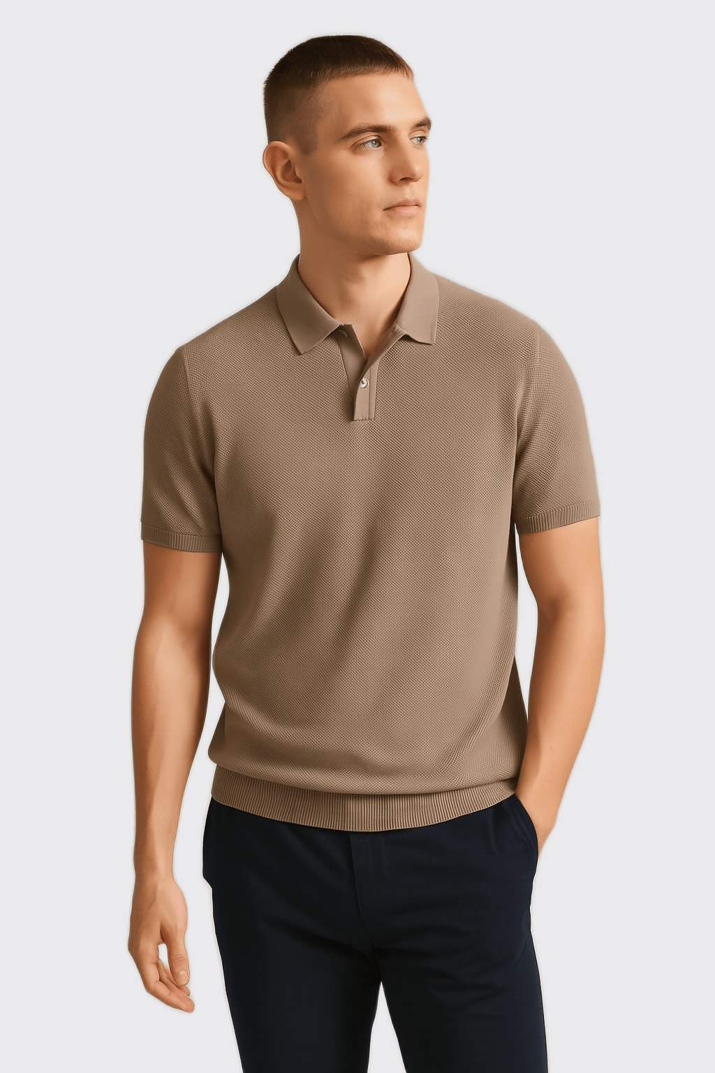COTTON AJOUR KNITTED POLO SHIRT - Roban