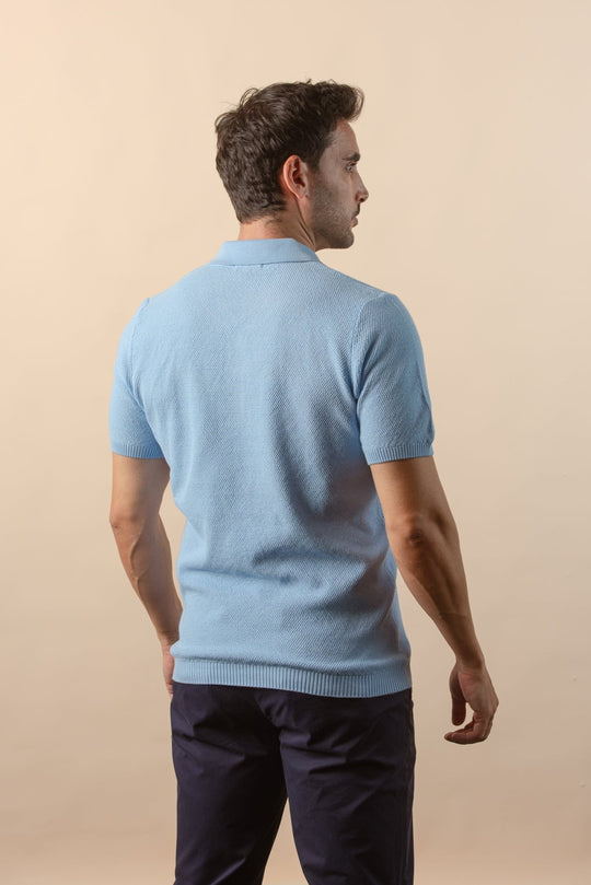 COTTON AJOUR KNITTED POLO SHIRT - Roban