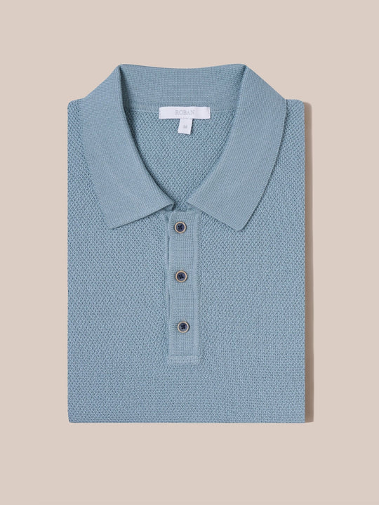 COTTON AJOUR KNITTED POLO SHIRT - Roban