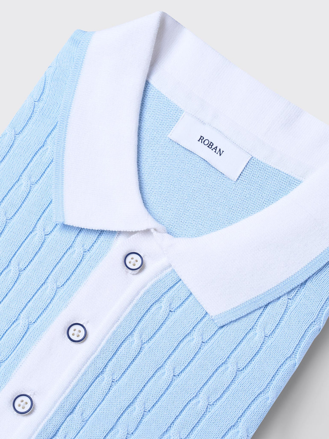 COTTON AJOUR KNITTED POLO SHIRT - Roban