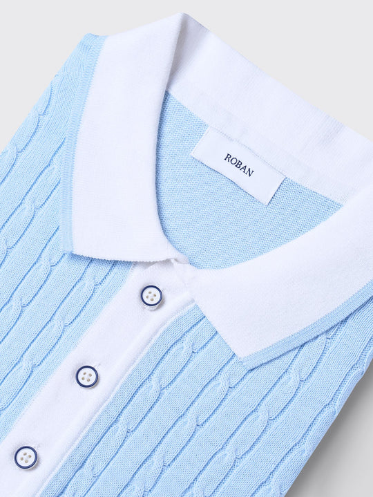 COTTON AJOUR KNITTED POLO SHIRT - Roban