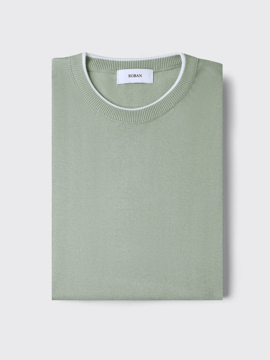 COTTON KNITTED ROUND NECK SHIRT - Roban