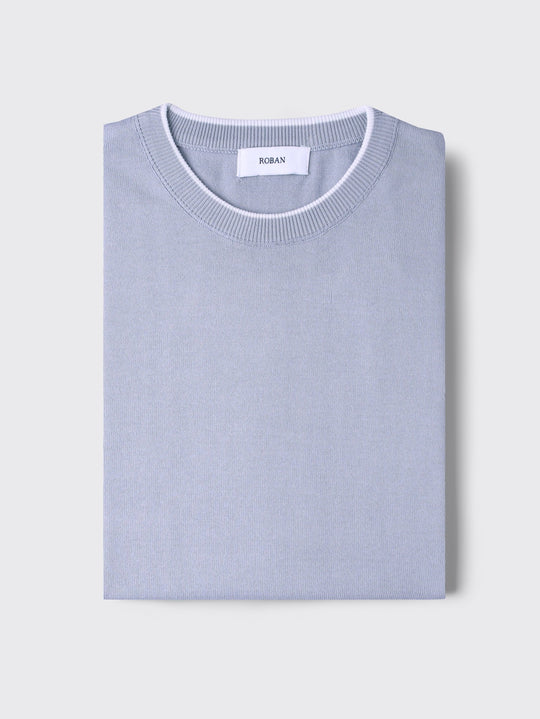 COTTON KNITTED ROUND NECK SHIRT - Roban