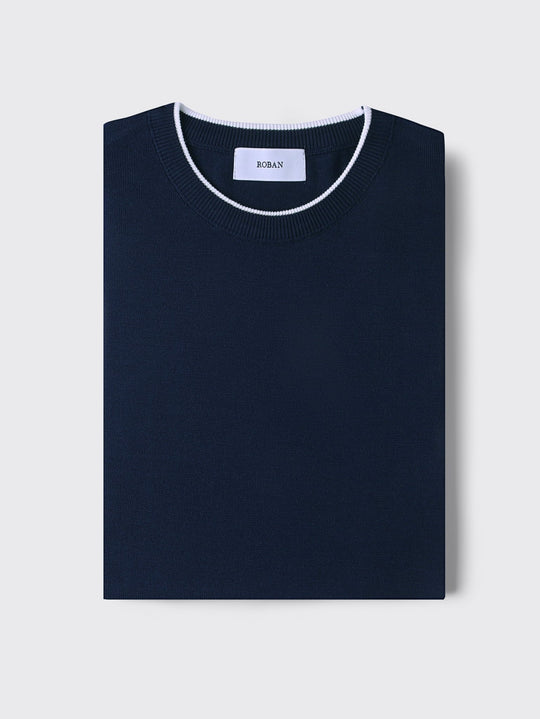 COTTON KNITTED ROUND NECK SHIRT - Roban