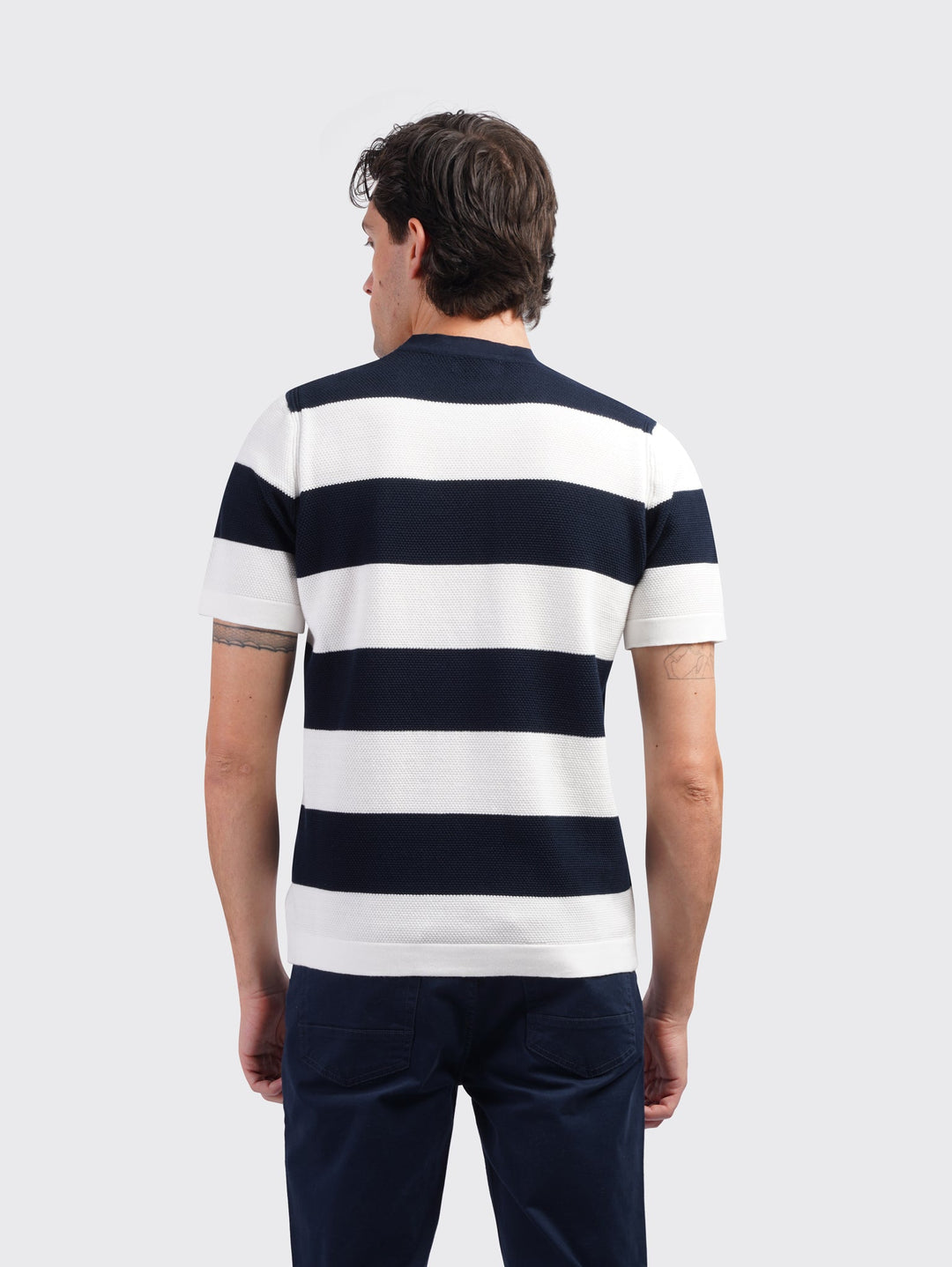 COTTON KNITTED ROUND NECK T - SHIRT - Roban