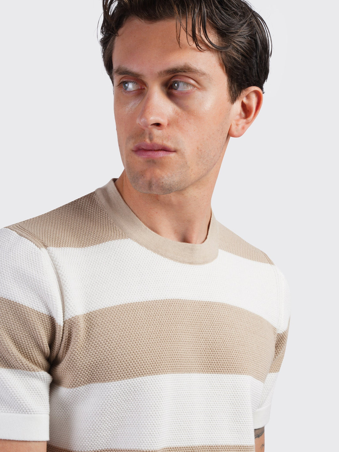 COTTON KNITTED ROUND NECK T - SHIRT - Roban