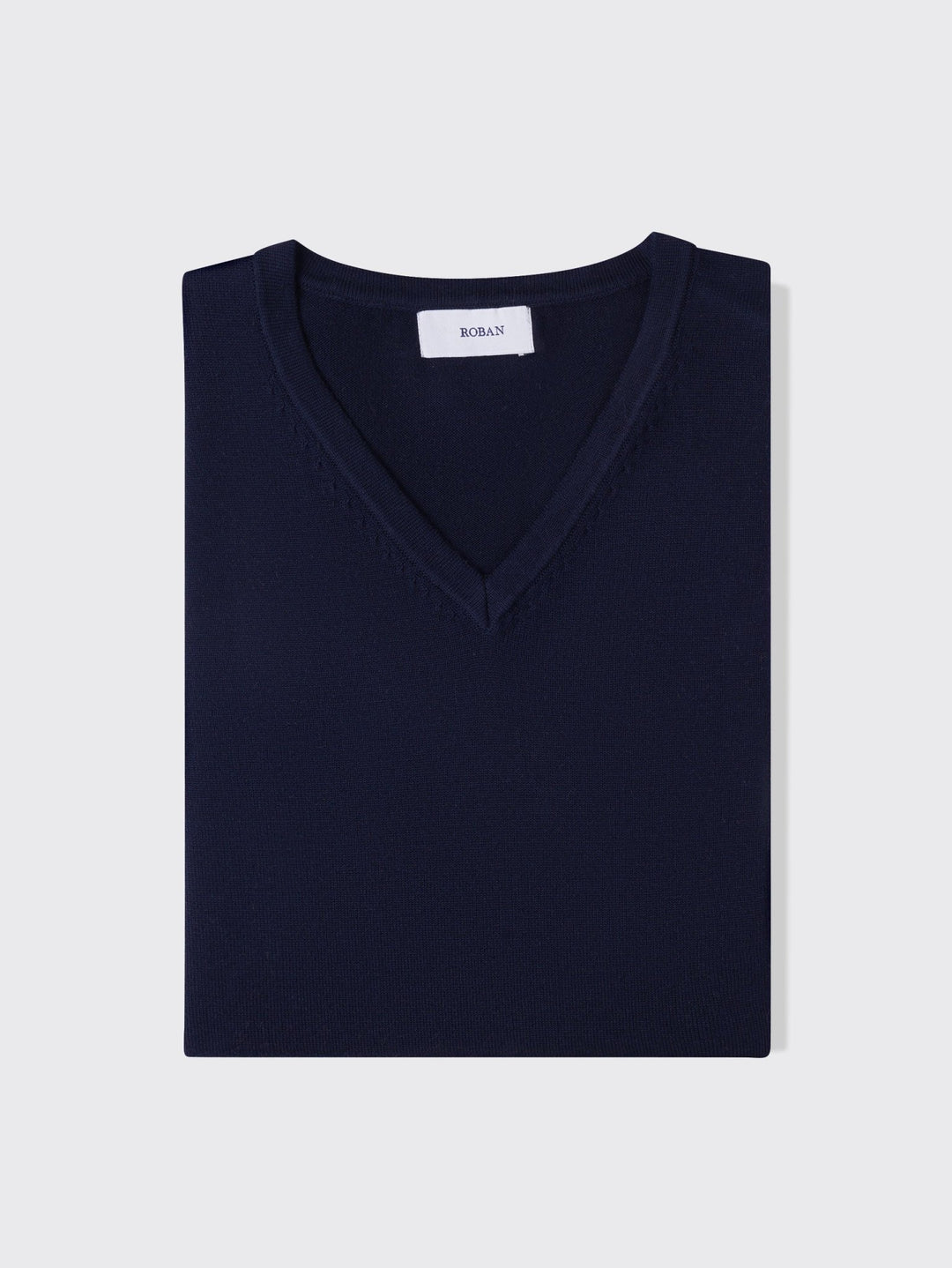 Cotton knitted V - neck Pullover - Roban