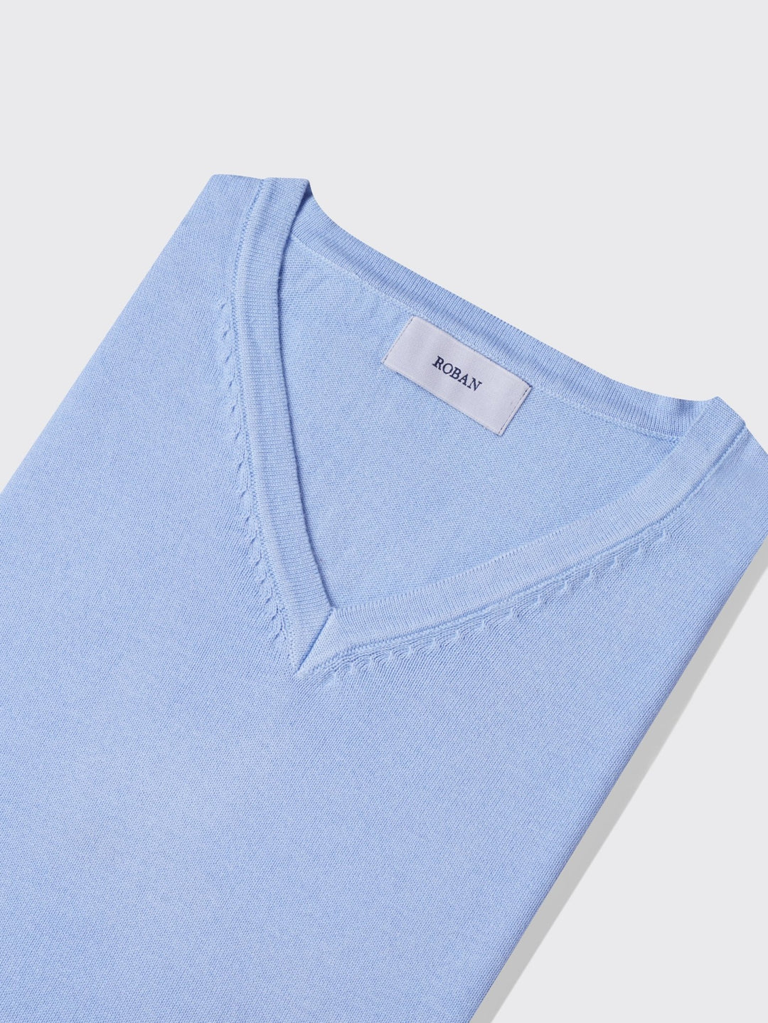 Cotton knitted V - neck Pullover - Roban