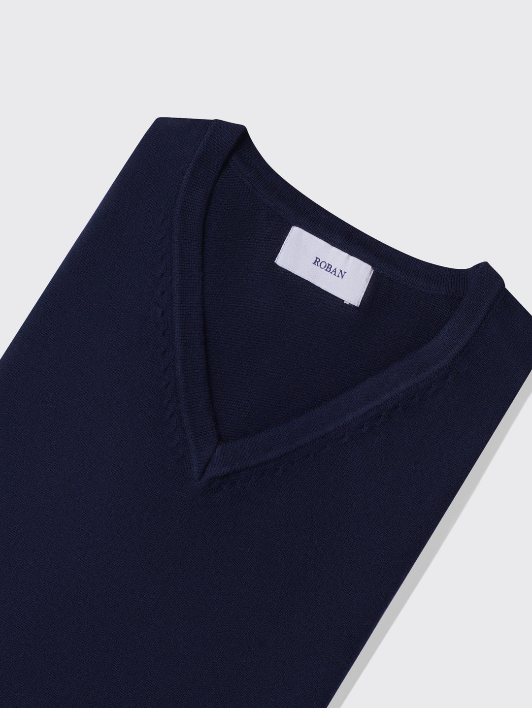 Cotton knitted V - neck Pullover - Roban