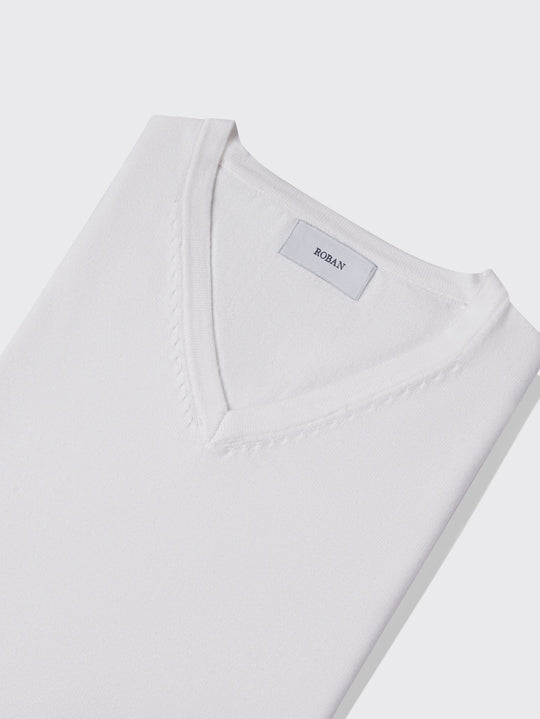 Cotton knitted V - neck Pullover - Roban