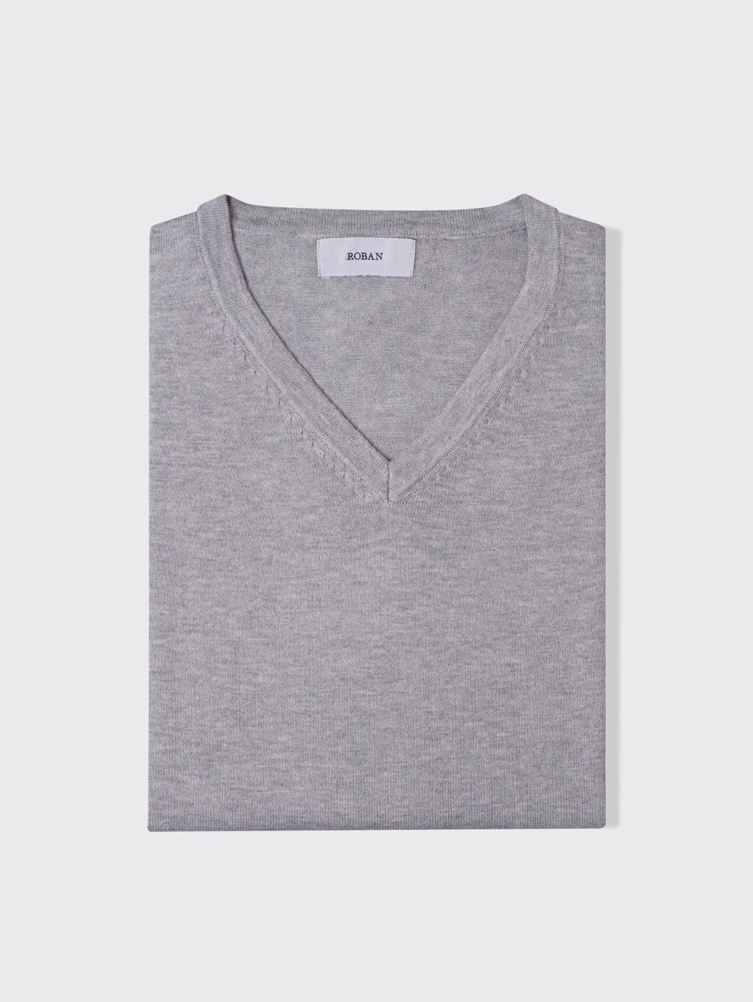 Cotton knitted V - neck Pullover - Roban