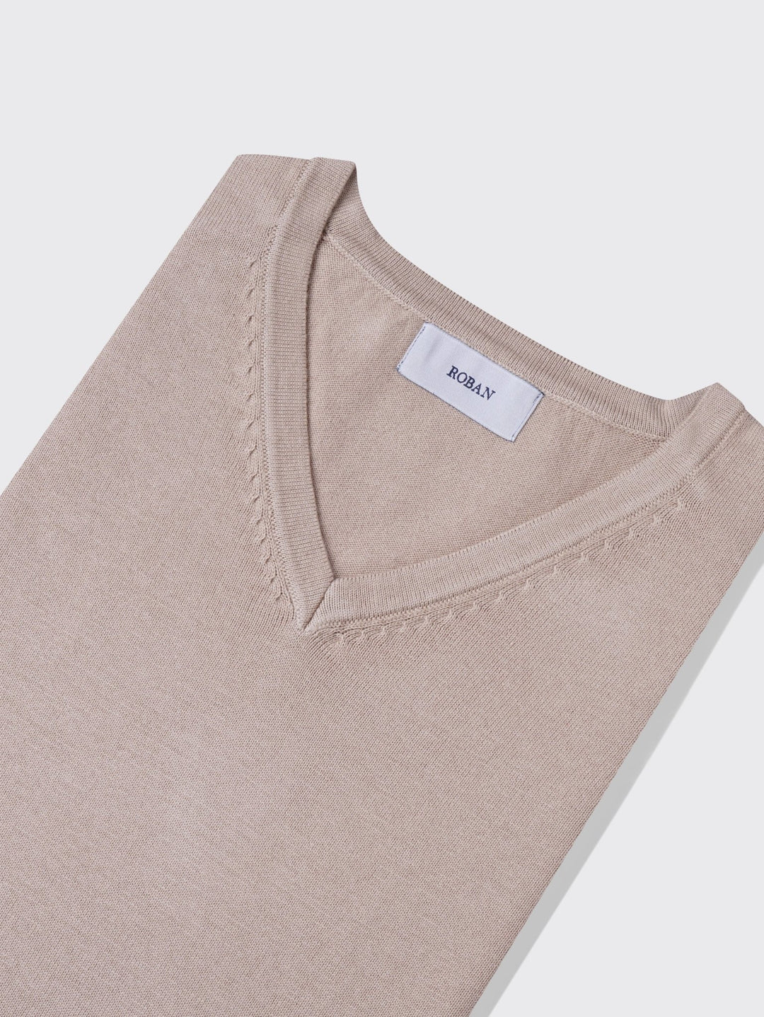 Cotton knitted V - neck Pullover - Roban