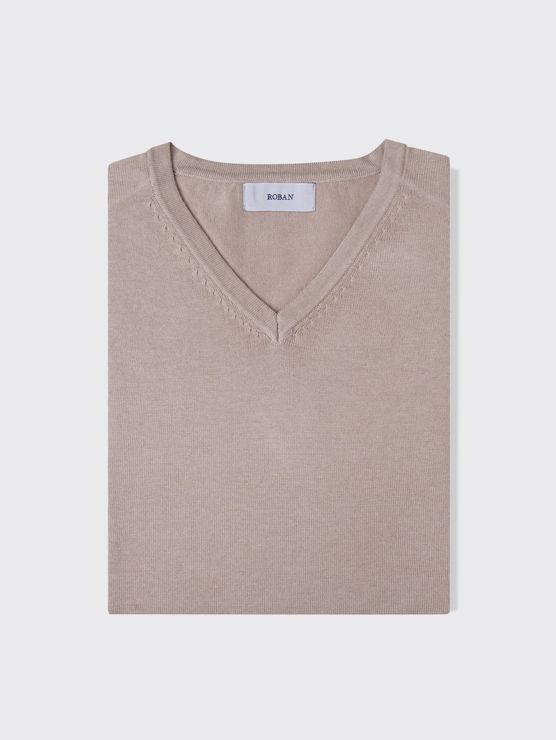 Cotton knitted V - neck Pullover - Roban