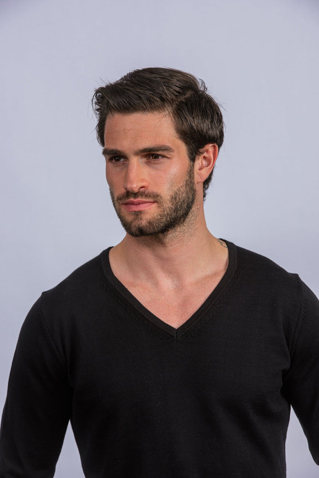 Cotton knitted V - neck Pullover - Roban