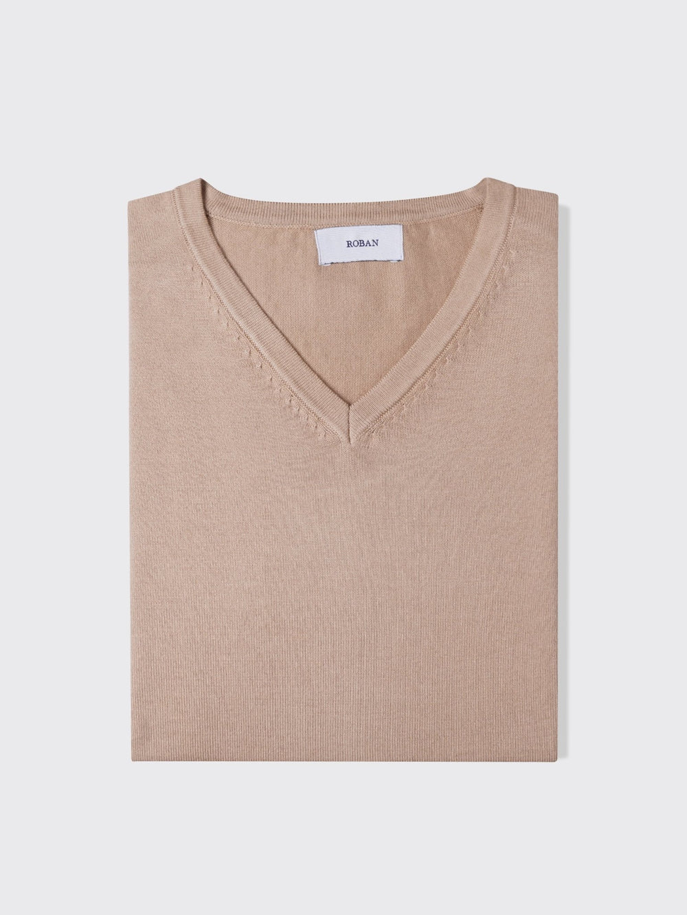 Cotton knitted V - neck Pullover - Roban