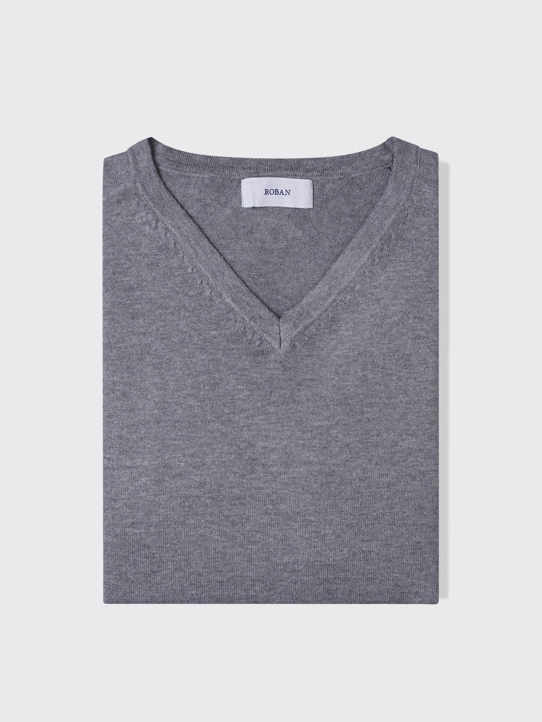 Cotton knitted V - neck Pullover - Roban