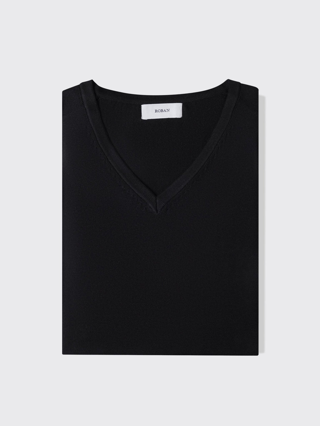 Cotton knitted V - neck Pullover - Roban
