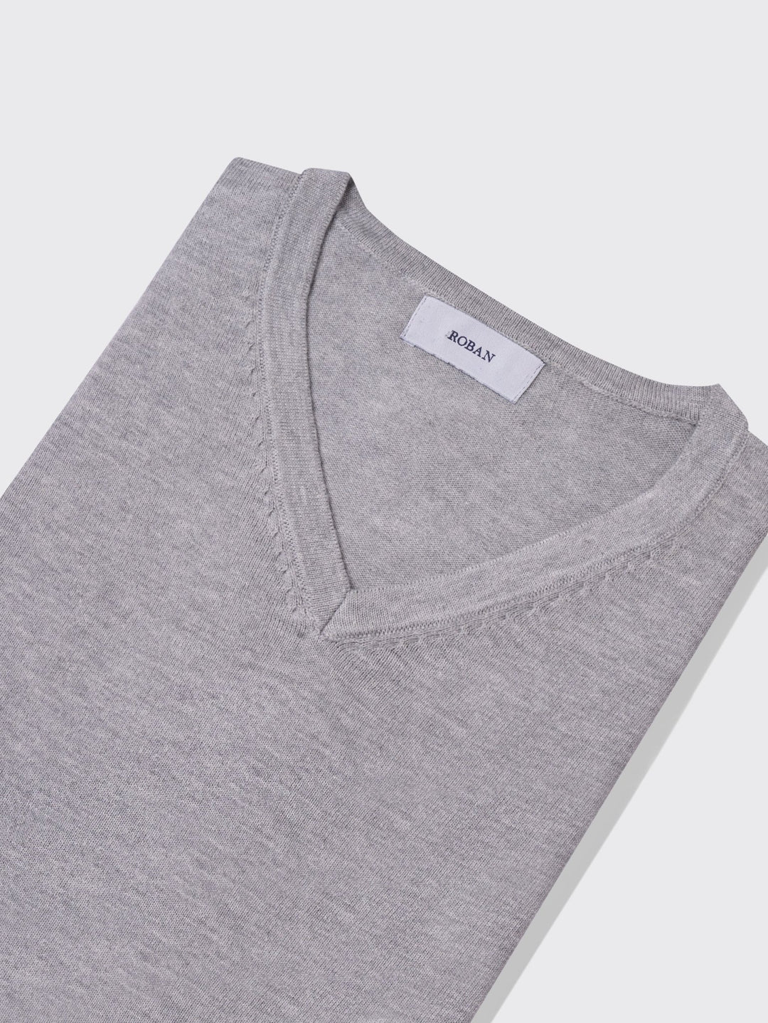 Cotton knitted V - neck Pullover - Roban