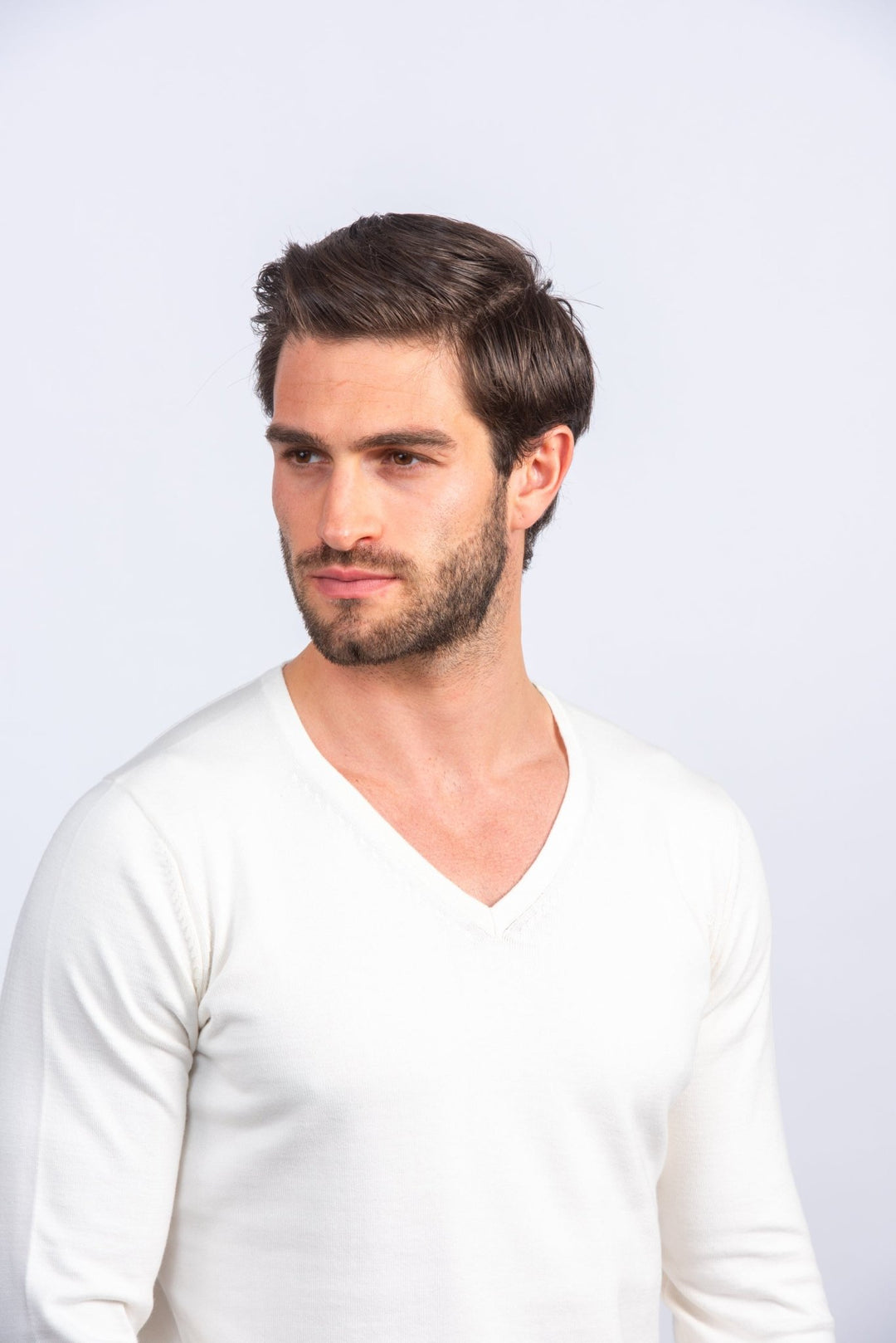 Cotton knitted V - neck Pullover - Roban